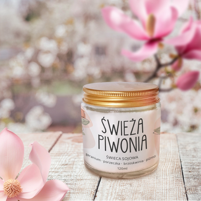 Świeca sojowa Świeża Piwonia 120ml