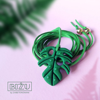 Choker rzemyk "ROSA" z liściem monstery Choker rzemyk "ROSA" z liściem monstery